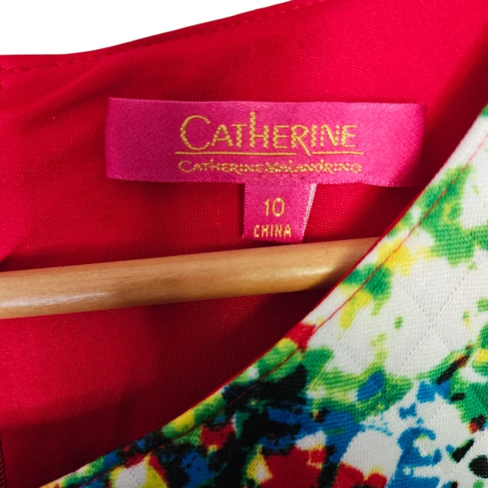 Catherine Malandrino Quilted Pleated Fawn Floral Dress Size 10 - Picture 3 of 7